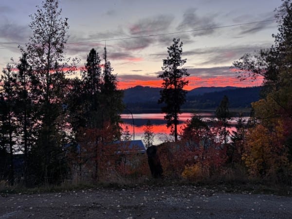 Autumn evening on Rose Lake at Watson's Lakefront Resort, returning from a day at Old Mission State Park